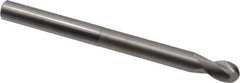 SGS - 1/2" Diam, 5/8" LOC, 2 Flute Solid Carbide Ball End Mill - Uncoated, Single End, 6" OAL, 1/2" Shank Diam, Spiral Flute - Eagle Tool & Supply