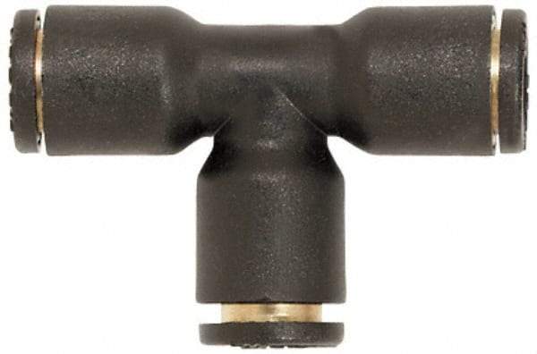 Coilhose Pneumatics - 1/4" OD, Glass Reinforced Nylon Push-to-Connect Union Tee - 225 Max psi, Tube to Tube - Eagle Tool & Supply