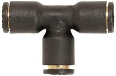 Coilhose Pneumatics - 1/4" OD, Glass Reinforced Nylon Push-to-Connect Union Tee - 225 Max psi, Tube to Tube - Eagle Tool & Supply