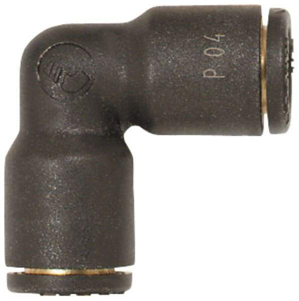 Coilhose Pneumatics - 1/2" OD, Glass Reinforced Nylon Push-to-Connect Union Elbow - 225 Max psi, Black - Eagle Tool & Supply