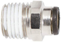 Coilhose Pneumatics - 3/8" OD, 1/4 NPT, Glass Reinforced Nylon/Nickel Plated Brass Push-to-Connect Male Connector - 225 Max psi, Tube to Male NPT - Eagle Tool & Supply