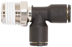 Coilhose Pneumatics - 5/32" OD, 1/8 NPT, Glass Reinforced Nylon/Nickel Plated Brass Push-to-Connect Male Swivel Run Tee - 225 Max psi - Eagle Tool & Supply