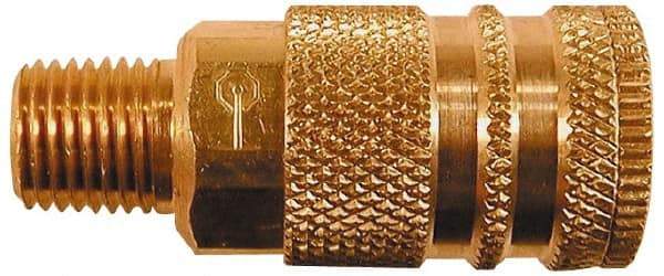 Coilhose Pneumatics - 1/8 Male NPT Industrial/Acme Pneumatic Hose Coupler (Six Ball) - Brass, 1/4" Body Diam - Eagle Tool & Supply