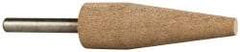 Cratex - 3/4" Head Diam x 2-1/2" Thickness, A1, Cone End, Aluminum Oxide Mounted Point - Fine Grade, 120 Grit, 13,120 RPM - Eagle Tool & Supply