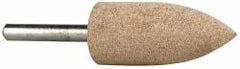 Cratex - 7/8" Head Diam x 2" Thickness, A11, Pointed Tree End, Aluminum Oxide Mounted Point - Medium Grade, 80 Grit, 12,000 RPM - Eagle Tool & Supply