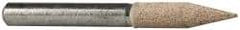 Cratex - 1/4" Head Diam x 1-1/16" Thickness, A15, Pointed Cylinder End, Aluminum Oxide Mounted Point - Medium Grade, 80 Grit, 34,500 RPM - Eagle Tool & Supply