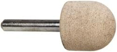 Cratex - 1" Head Diam x 1" Thickness, A21, Ball Nose End, Aluminum Oxide Mounted Point - Fine Grade, 120 Grit, 21,000 RPM - Eagle Tool & Supply