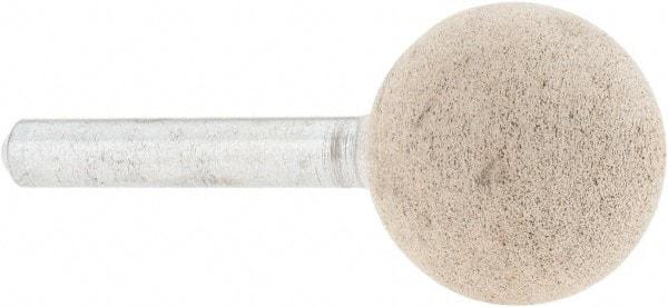 Cratex - 1" Head Diam x 1" Thickness, A25, Ball End, Aluminum Oxide Mounted Point - Medium Grade, 80 Grit, 22,120 RPM - Eagle Tool & Supply