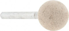 Cratex - 1" Head Diam x 1" Thickness, A25, Ball End, Aluminum Oxide Mounted Point - Medium Grade, 80 Grit, 22,120 RPM - Eagle Tool & Supply