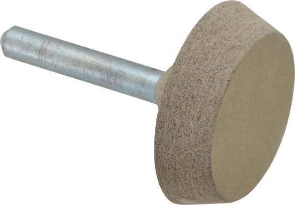 Cratex - 1-1/2" Head Diam x 3/8" Thickness, A34, Flat Cone End, Aluminum Oxide Mounted Point - Medium Grade, 80 Grit, 25,470 RPM - Eagle Tool & Supply