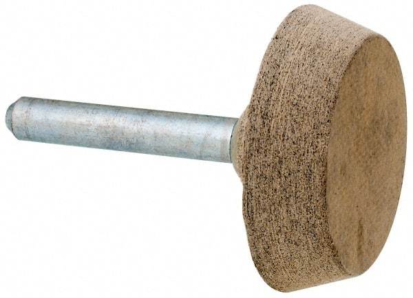 Cratex - 1-1/2" Head Diam x 3/8" Thickness, A34, Flat Cone End, Aluminum Oxide Mounted Point - Fine Grade, 120 Grit, 25,470 RPM - Eagle Tool & Supply