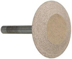 Cratex - 1-5/8" Head Diam x 3/8" Thickness, A36, Wheel Tapered Edge End, Aluminum Oxide Mounted Point - Medium Grade, 80 Grit, 23,520 RPM - Eagle Tool & Supply