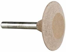 Cratex - 1-5/8" Head Diam x 3/8" Thickness, A36, Wheel Tapered Edge End, Aluminum Oxide Mounted Point - Fine Grade, 120 Grit, 23,520 RPM - Eagle Tool & Supply