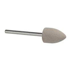 Cratex - 1/2" Head Diam x 3/4" Thickness, B42, Pointed End, Aluminum Oxide Mounted Point - Fine Grade, 120 Grit, 17,620 RPM - Eagle Tool & Supply