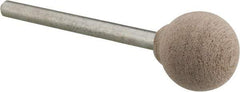Cratex - 1/2" Head Diam x 1/2" Thickness, B121, Ball End, Aluminum Oxide Mounted Point - Fine Grade, 120 Grit, 21,000 RPM - Eagle Tool & Supply