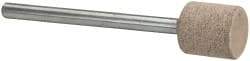 Cratex - 3/8" Head Diam x 3/8" Thickness, W175, Cylinder End, Aluminum Oxide Mounted Point - Medium Grade, 80 Grit, 24,150 RPM - Eagle Tool & Supply