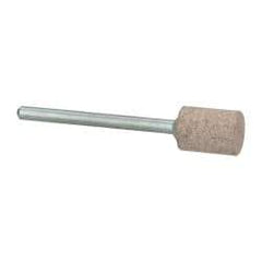Cratex - 3/8" Head Diam x 1/2" Thickness, W176, Cylinder End, Aluminum Oxide Mounted Point - Medium Grade, 80 Grit, 21,000 RPM - Eagle Tool & Supply