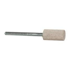 Cratex - 3/8" Head Diam x 3/4" Thickness, W177, Cylinder End, Aluminum Oxide Mounted Point - Fine Grade, 120 Grit, 17,620 RPM - Eagle Tool & Supply
