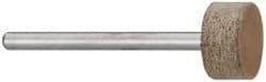 Cratex - 1/2" Head Diam x 1/4" Thickness, W183, Cylinder End, Aluminum Oxide Mounted Point - Medium Grade, 80 Grit, 22,500 RPM - Eagle Tool & Supply