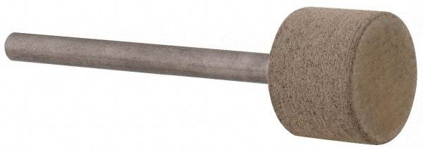 Cratex - 1/2" Head Diam x 3/8" Thickness, W184, Cylinder End, Aluminum Oxide Mounted Point - Fine Grade, 120 Grit, 19,500 RPM - Eagle Tool & Supply