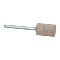 Cratex - 1/2" Head Diam x 3/4" Thickness, W186, Cylinder End, Aluminum Oxide Mounted Point - Medium Grade, 80 Grit, 12,750 RPM - Eagle Tool & Supply