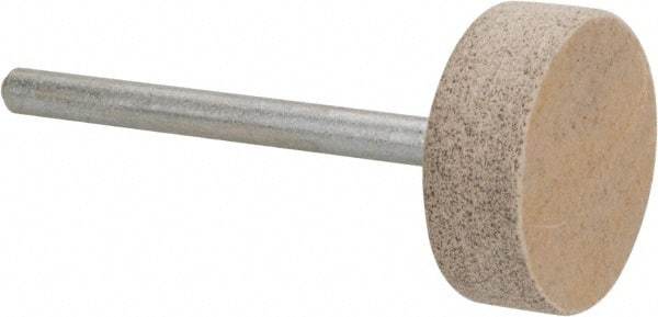 Cratex - 3/4" Head Diam x 1/4" Thickness, W201, Cylinder End, Aluminum Oxide Mounted Point - Medium Grade, 80 Grit, 17,400 RPM - Eagle Tool & Supply