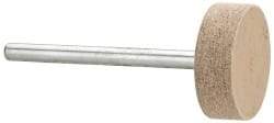 Cratex - 3/4" Head Diam x 1/4" Thickness, W201, Cylinder End, Aluminum Oxide Mounted Point - Fine Grade, 120 Grit, 17,400 RPM - Eagle Tool & Supply