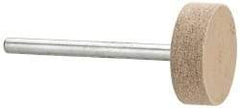 Cratex - 3/4" Head Diam x 1/4" Thickness, W201, Cylinder End, Aluminum Oxide Mounted Point - Fine Grade, 120 Grit, 17,400 RPM - Eagle Tool & Supply