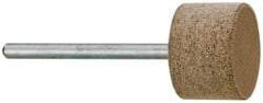 Cratex - 3/4" Head Diam x 1/2" Thickness, W203, Cylinder End, Aluminum Oxide Mounted Point - Medium Grade, 80 Grit, 15,750 RPM - Eagle Tool & Supply