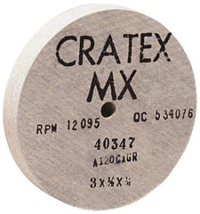 Cratex - 2" Diam x 1/4" Hole x 1/16" Thick, 54 Grit Surface Grinding Wheel - Aluminum Oxide, Type 1, Coarse Grade, 27,120 Max RPM, No Recess - Eagle Tool & Supply