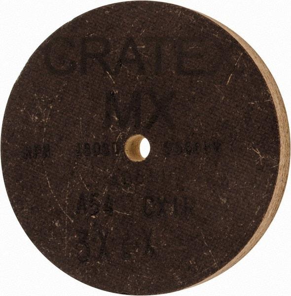 Cratex - 3" Diam x 1/4" Hole x 3/8" Thick, 54 Grit Surface Grinding Wheel - Aluminum Oxide, Type 1, Coarse Grade, 18,080 Max RPM, No Recess - Eagle Tool & Supply