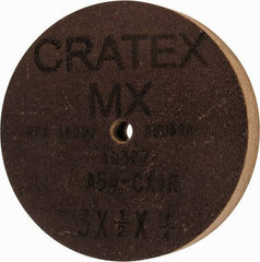 Cratex - 3" Diam x 1/4" Hole x 1/2" Thick, 54 Grit Surface Grinding Wheel - Aluminum Oxide, Type 1, Coarse Grade, 18,080 Max RPM, No Recess - Eagle Tool & Supply