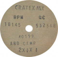 Cratex - 2" Diam x 1/4" Hole x 1/8" Thick, 80 Grit Surface Grinding Wheel - Aluminum Oxide, Type 1, Medium Grade, 18,145 Max RPM, No Recess - Eagle Tool & Supply