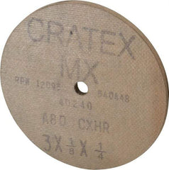 Cratex - 3" Diam x 1/4" Hole x 1/8" Thick, 80 Grit Surface Grinding Wheel - Aluminum Oxide, Type 1, Medium Grade, 12,095 Max RPM, No Recess - Eagle Tool & Supply