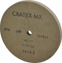 Cratex - 6" Diam x 1/2" Hole x 1/2" Thick, 120 Grit Surface Grinding Wheel - Aluminum Oxide, Type 1, Fine Grade, 6,050 Max RPM, No Recess - Eagle Tool & Supply