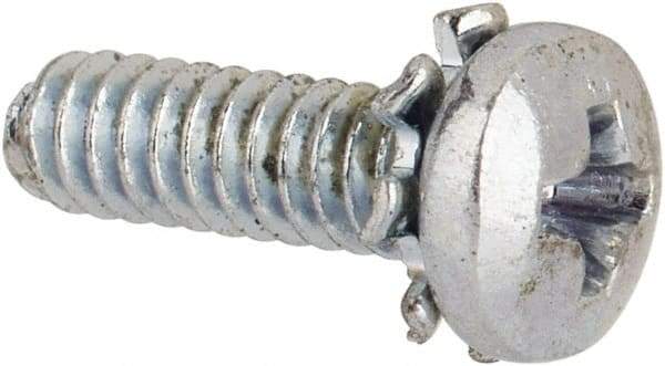 Value Collection - #4-40 UNC, 3/8" Length Under Head Phillips Drive Machine Screw - Pan Head, Grade J82 Steel, Zinc-Plated Finish, External Tooth - Eagle Tool & Supply