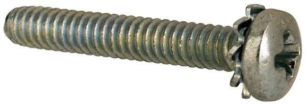 Value Collection - #4-40 UNC, 3/4" Length Under Head Phillips Drive Machine Screw - Pan Head, Grade J82 Steel, Zinc-Plated Finish, External Tooth - Eagle Tool & Supply