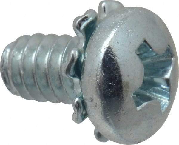 Value Collection - #6-32 UNC, 1/4" Length Under Head Phillips Drive Machine Screw - Pan Head, Grade J82 Steel, Zinc-Plated Finish, External Tooth - Eagle Tool & Supply