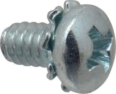 Value Collection - #6-32 UNC, 1/4" Length Under Head Phillips Drive Machine Screw - Pan Head, Grade J82 Steel, Zinc-Plated Finish, External Tooth - Eagle Tool & Supply