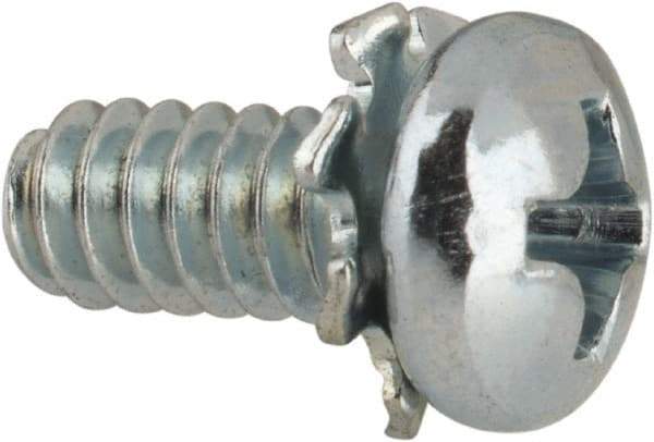 Value Collection - #6-32 UNC, 5/16" Length Under Head Phillips Drive Machine Screw - Pan Head, Grade J82 Steel, Zinc-Plated Finish, External Tooth - Eagle Tool & Supply