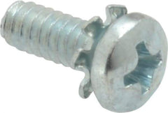 Value Collection - #6-32 UNC, 3/8" Length Under Head Phillips Drive Machine Screw - Pan Head, Grade J82 Steel, Zinc-Plated Finish, External Tooth - Eagle Tool & Supply