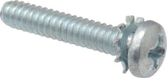 Value Collection - #6-32 UNC, 3/4" Length Under Head Phillips Drive Machine Screw - Pan Head, Grade J82 Steel, Zinc-Plated Finish, External Tooth - Eagle Tool & Supply