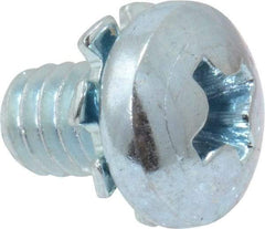 Value Collection - #8-32 UNC, 1/4" Length Under Head Phillips Drive Machine Screw - Pan Head, Grade J82 Steel, Zinc-Plated Finish, External Tooth - Eagle Tool & Supply