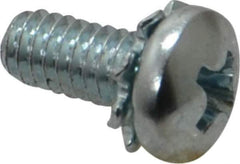 Value Collection - #8-32 UNC, 3/8" Length Under Head Phillips Drive Machine Screw - Pan Head, Grade J82 Steel, Zinc-Plated Finish, External Tooth - Eagle Tool & Supply