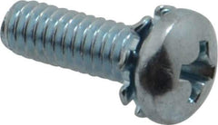 Value Collection - #8-32 UNC, 1/2" Length Under Head Phillips Drive Machine Screw - Pan Head, Grade J82 Steel, Zinc-Plated Finish, External Tooth - Eagle Tool & Supply