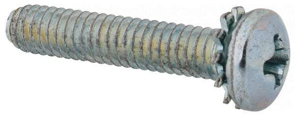 Value Collection - #8-32 UNC, 7/8" Length Under Head Phillips Drive Machine Screw - Pan Head, Grade J82 Steel, Zinc-Plated Finish, External Tooth - Eagle Tool & Supply