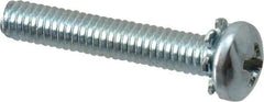 Value Collection - #8-32 UNC, 1" Length Under Head Phillips Drive Machine Screw - Pan Head, Grade J82 Steel, Zinc-Plated Finish, External Tooth - Eagle Tool & Supply