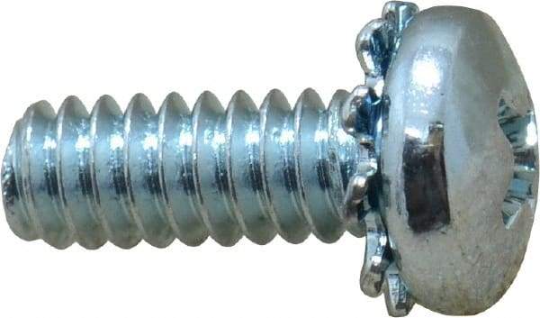 Value Collection - #10-24 UNC, 1/2" Length Under Head Phillips Drive Machine Screw - Pan Head, Grade J82 Steel, Zinc-Plated Finish, External Tooth - Eagle Tool & Supply