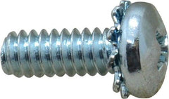 Value Collection - #10-24 UNC, 1/2" Length Under Head Phillips Drive Machine Screw - Pan Head, Grade J82 Steel, Zinc-Plated Finish, External Tooth - Eagle Tool & Supply