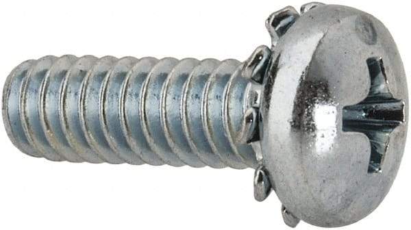 Value Collection - #10-24 UNC, 5/8" Length Under Head Phillips Drive Machine Screw - Pan Head, Grade J82 Steel, Zinc-Plated Finish, External Tooth - Eagle Tool & Supply